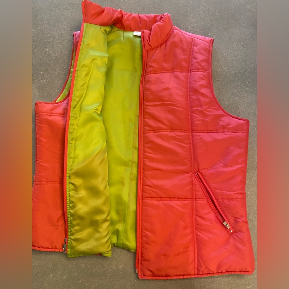 Liz Claiborne Redish and Lime Quilted Vest - Picture 6 of 7